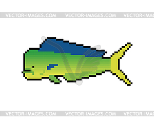 Dorado fish pixel art. 8 bit Mahi Mahi pixelated. - vector clipart