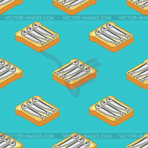 Herring bread pattern seamless. toast with fish - vector image