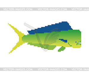 Dorado fish pixel art. 8 bit Mahi Mahi pixelated. - vector clipart