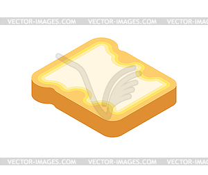 Тост с маслом . Ломтик хлеба с арахисовым маслом. - векторный графический клипарт