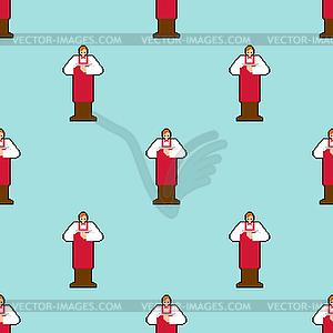 Waiter pixel art pattern seamless. pixelated Servic - vector clip art