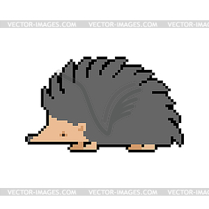 Hedgehog pixel art. pixelated small animal with - vector clipart