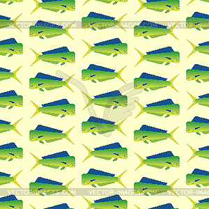 Dorado fish pixel art pattern seamless. 8 bit Mahi - vector clip art