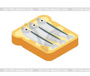 Toast with fish. Herring bread . Piece of bread wit - vector image