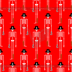 Skeleton pirate pattern seamless. Filibuster dead - vector clipart