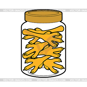 Chicken feet in jar. ingredient for making potion. - color vector clipart