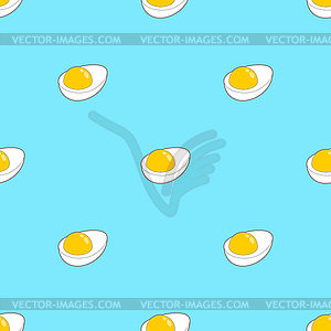 Boiled egg pattern seamless. Half an egg background - vector image