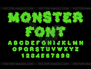 Zombie Text. Green Terrible Letter And Brains. Horror Lettering