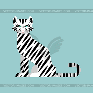 White tiger cartoon . Rare wild striped predator - vector image