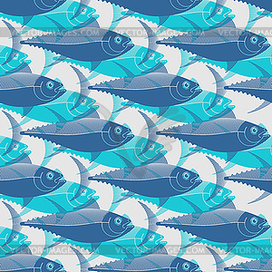 Tuna pattern seamless. tunny Seafood fish - vector image
