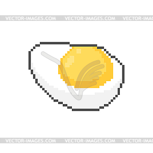 Boiled egg pixel art. Half an egg 8 bit. pixelated - vector image