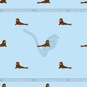 Walrus pattern seamless. sea cow background. Baby - vector clipart