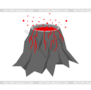 Volcano cartoon . Mountain with crater and lava - vector image