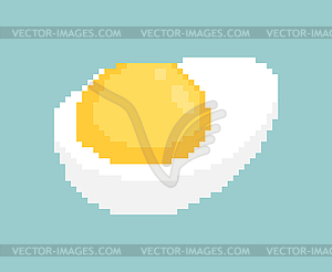 Boiled egg pixel art. Half an egg 8 bit. pixelated - vector image