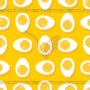 Boiled egg pixel art pattern seamless. Half an egg  - vector image