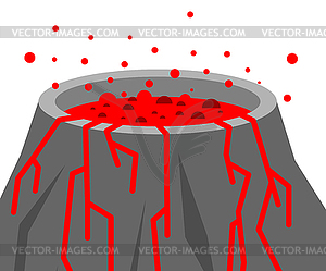 Volcano cartoon . Mountain with crater and lava - vector image