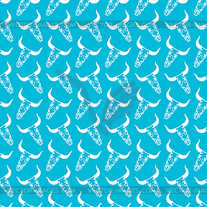 Cow skull pattern seamless. Cow skeleton background - vector image