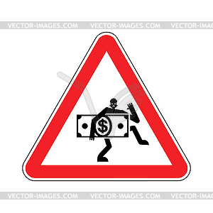 Attention Thief. Warning red road sign. Caution - vector image