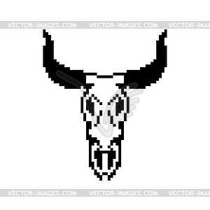 Cow skull pixel art . 8 bit Cow skeleton illustra - vector image