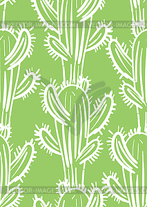 Cactus Hand drawing pattern seamless. Cactus in - vector image