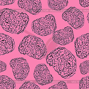 Brain hand drawing pattern seamless. Brains - vector clipart