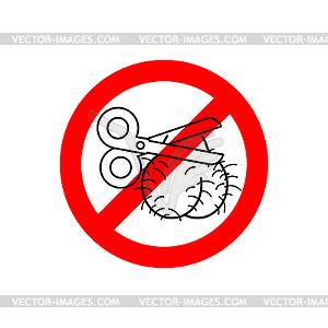 Stop Castration. Red road Forbidding. Ban Scrotum - vector image