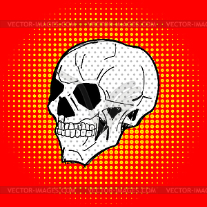 Skull pop art. head skeleton retro - vector image