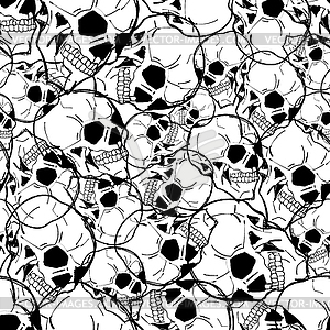 Skull pattern seamless. Skeleton head background. - vector clipart