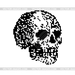 Skull pixel art. pixelated Skeleton head. 8 bit - vector image