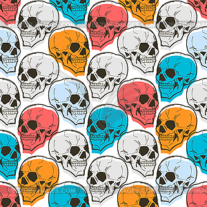 Skull pattern seamless. Skeleton head background. - vector clip art