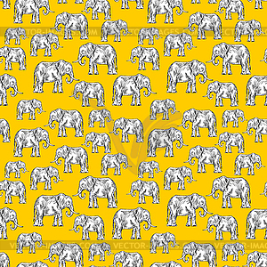 Elephant hand drawing pattern seamless. Animal - vector image