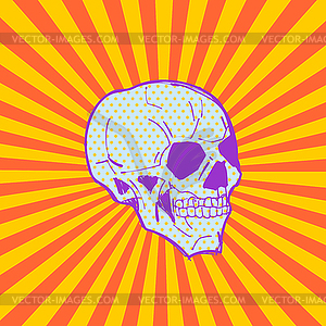 Skull pop art. head skeleton retro - vector image