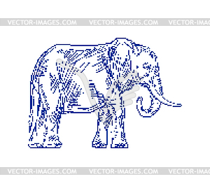 Elephant pixel art. 8bit Animal . 8 bit Old video - vector clipart