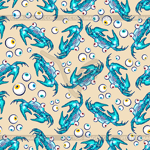 Cartoon Crab pattern seamless. sea cancer - vector clip art