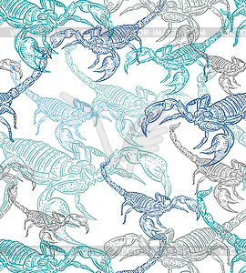 Scorpion hand drawing sketch pattern seamless. - vector clipart