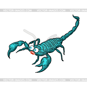 Cartoon Scorpion sketch. linear terrestrial - vector image