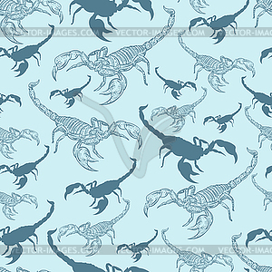 Scorpion pattern seamless. terrestrial arachnid - color vector clipart