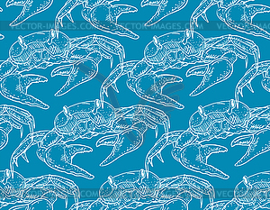 Crab pattern seamless hand drawing sketch. linear - vector clip art