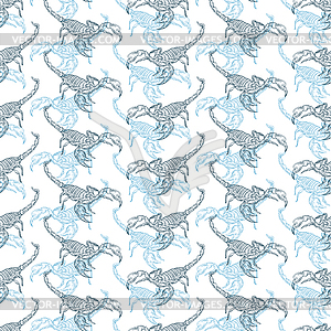 Scorpion hand drawing sketch pattern seamless. - vector clipart / vector image