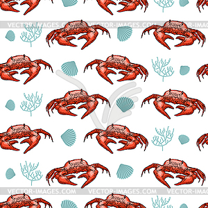 Crab pattern seamless. sea cancer background. Baby - vector image