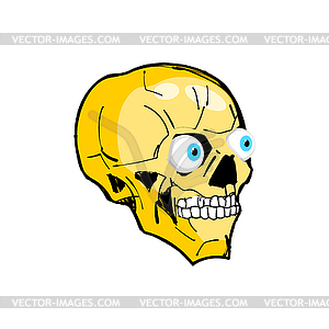 Skull cartoon sketch. Crazy linear skeleton head. - vector clip art
