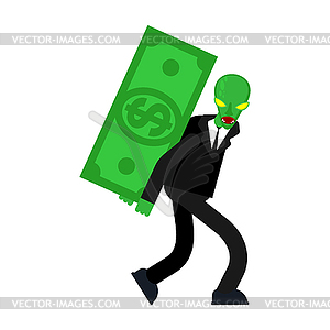 Reptilian steals money. concept of world government - vector image