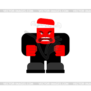 Angry red guy. Steam of head. Seething with anger. - vector clipart