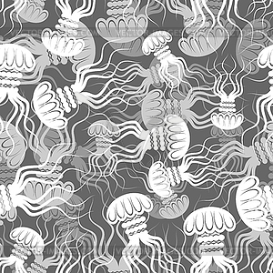 Jellyfish pattern seamless. medusa background. - vector clipart