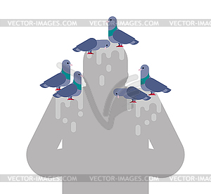 Dirty monument with doves . unclean cultural - royalty-free vector clipart