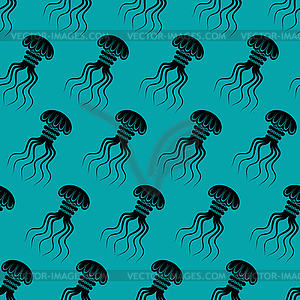Jellyfish pattern seamless. medusa background. - vector clipart