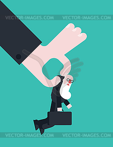 Ageism Age discrimination. boss fires grandfather. - vector clip art