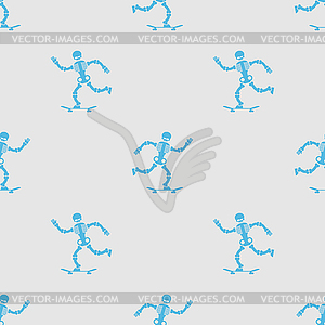 Skeleton on skateboard pattern seamless. skeleton - vector clip art