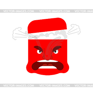 Angry red guy. Steam of head. Seething with anger. - vector clipart