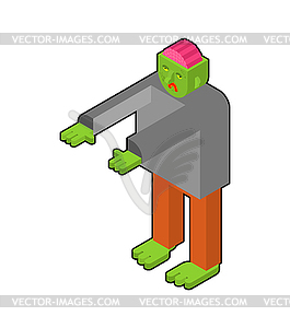 Zombie isometric. Dead man monster. zombi - vector image